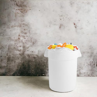 32 Gallon Round Trash bin Garbage can Outdoor Yard Trash can Trash Barrels Garbage Drum Heavy Duty Trash can Industrial Trash can Kitchen Trash bin (2, White) - color: White
