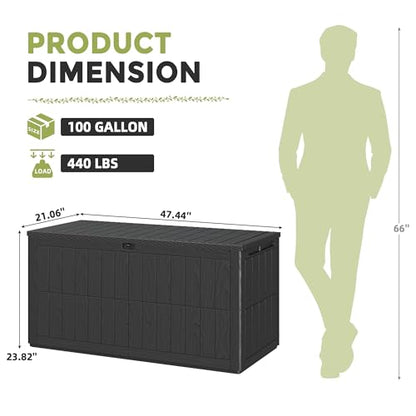 UDPATIO Deck Box - color: Black, size: 100 Gallon