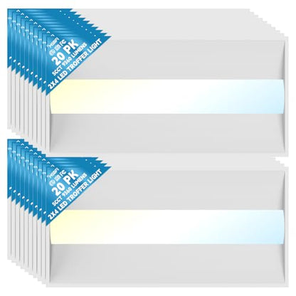 20Pack 2x4 LED Troffer Center Basket Panel,5 Color Tunable 3500K/4000K/5000K,Watt Adjustable,50W/60W/72W-Up to 10800 Lumens,0-10V Dimmable Recessed Back-Lit Drop Ceiling Light,ETL Qualified - size: 2x4 20Pack