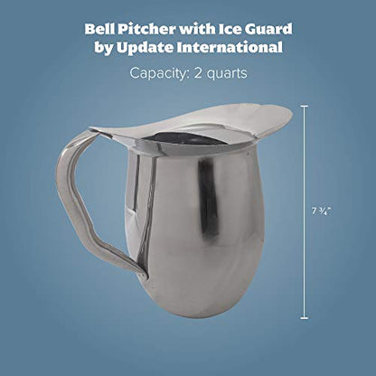 Update International BP-2G 2 Qt. Stainless Steel Bell Pitcher w/Ice Guard, Silver - size: 64 Ounces, style: Pitcher w/Ice Guard
