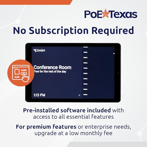 PoE Texas 8-Inch Touchscreen PoE Meeting Room Scheduler Tablet - size: 8" Touchscreen