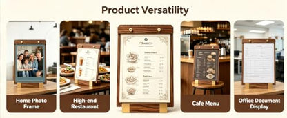 3 Pack 9.8" x 13.5" Acrylic Sign Holder with Walnut Wood Base