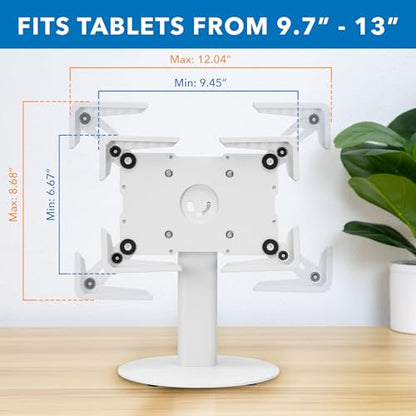 Mount-It! Universal Tablet Countertop Stand, Secure Kiosk Mount, White - color: White