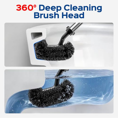 HAMITOR Toilet Bowl Brush and Plunger Set: 2-in-1 Stainless Steel Combo - color: Silver