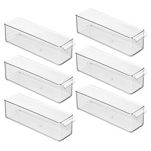 iDesign Stackable Fridge Storage Bin with Handle, Set of 6, Clear - style: Pack of 6