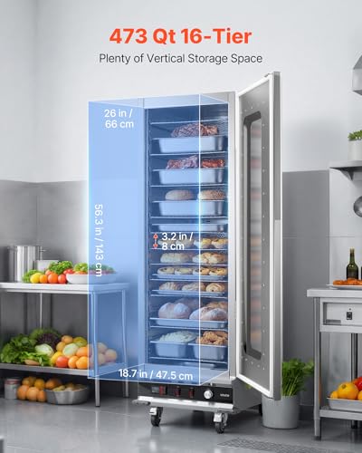 VEVOR Commercial Electric Food Warmer 16-Tier Transparent Single-Door - size: 16-Tier