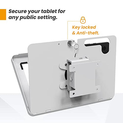 Tablet Wall Mount Compatible with Samsung Galaxy 10.5" Tab A8 Anti-Theft Lock Adjustable BSW101WG - color: White