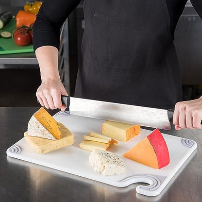 San Jamar Saf-T-Grip Plastic Cutting Board with Safety Hook, 12" x 18" x 0.5", White - color: White