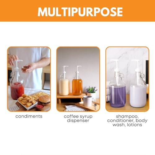 Glass Laundry Detergent Dispenser 4-Pack with Pumps | 1 Gallon Glass Jug - size: 1 Gallon - 4 Pack