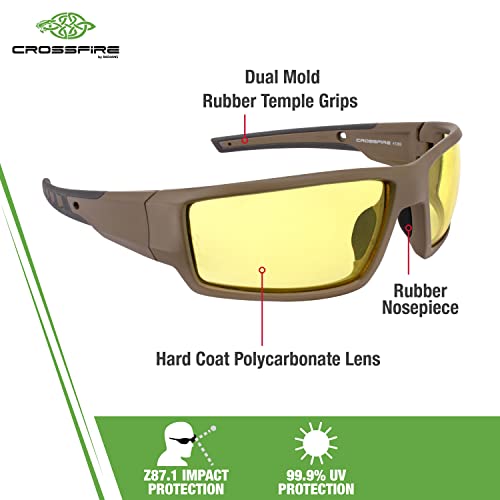 Crossfire Safety Glasses - color: Tan Sde / Hd Yellow