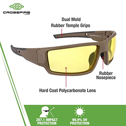 Crossfire Safety Glasses - color: Tan Sde / Hd Yellow