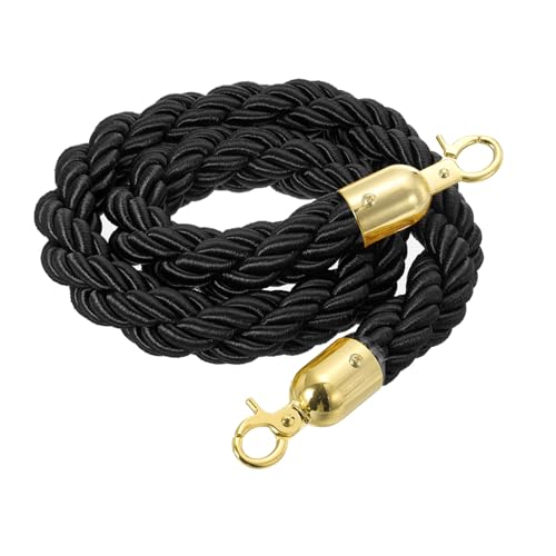 MECCANIXITY Twisted Stanchion Rope 5 Ft/1.5 M, Barrier Rope Twisted Post Ropes with Snap Hooks for Posts Stands Queue Divider Crowd Control, Black Golden - color: Black Golden, size: 5 Ft