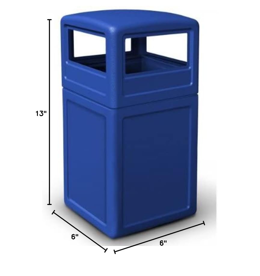 Commercial Zone-73290499 PolyTec 42 Gallon Square Waste Container with Dome Lid Color: Blue - color: Blue
