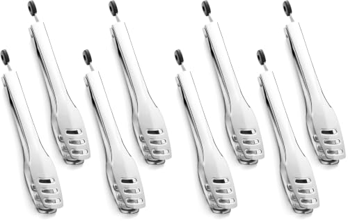 KINGSTONE Serving Tongs 4 Piece,18/10 Stainless Steel 10.62inch Kitchen Tongs For Serving Food,Buffet, Wedding, Party Catering, Food Salad/Cake/Bread, BBQ with Locking (Pack of 2) - size: 4 tongs (Pack of 2)
