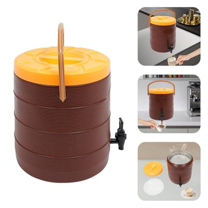 Insulated Beverage Dispenser - 6.6 Gal Stainless Steel Hot and Cold Drink Dispenser with Spigot & Handle, Commercial Thermal Container for Water Coffee Drink Catering Restaurant (Brown) - color: Brown