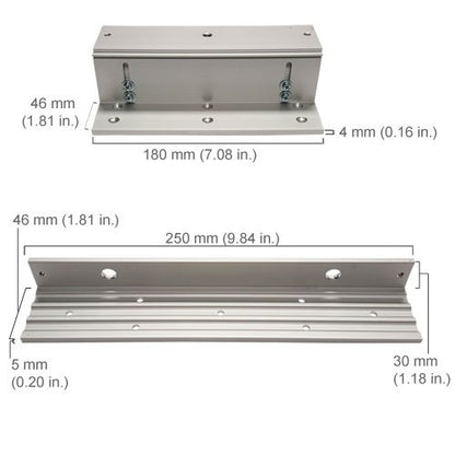Visionis Electromagnetic Lock, 600 lbs, L and Z Bracket, Inswing, Silver - size: Silver Maglock & Bracket