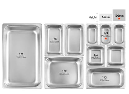 New Star Foodservice 1/9 Size Stainless Steel Steam Table Pan - size: 1/9 Size, style: 4" Deep