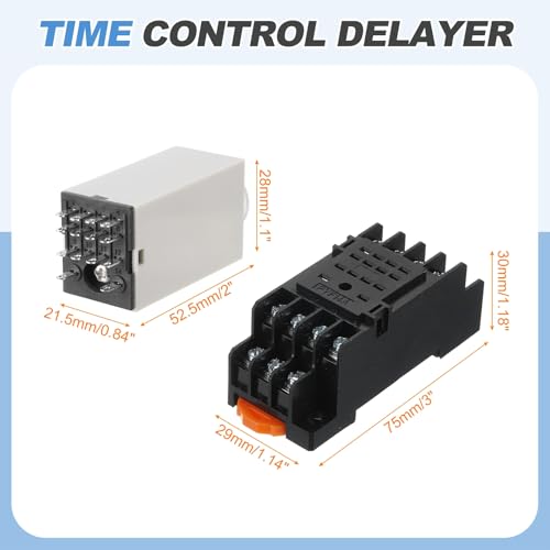 MECCANIXITY DC24V Timer Relay, 4PDT Time Relay Timing Delay ON Time 14 Pin 0S-1S Knob Control, H3Y-4