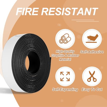 Smoke Fire Seal Strip 9.8Ft 30mm/1.18" Wx 2mm/0.08" T Black - color: Black, size: 9.8FT x 30mm / 1.18" W x 2mm / 0.08" T