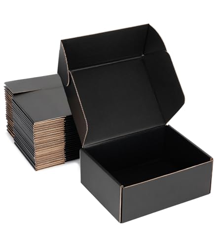 8x6x3 Black Shipping Boxes for Small Business, Packing, 25 Pack - color: Black, size: 8x6x3 inch
