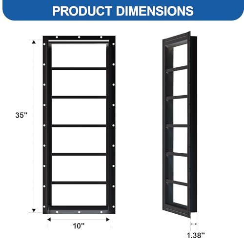 NeatiEase 2 Pack Shed Windows 10"x35", Transom Window Fixed Design with Tempered Glass for Playhouses, Sheds, Garage and Chicken Coops (Black) - color: Black