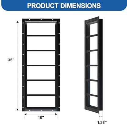 NeatiEase 2 Pack Shed Windows 10"x35", Transom Window Fixed Design with Tempered Glass for Playhouses, Sheds, Garage and Chicken Coops (Black) - color: Black