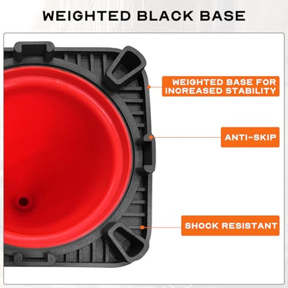 (Set of 6) CJ Safety 18" Black Base Orange PVC Traffic Safety Cones with 6' Reflective Collar (6 Cones) - size: 6 Cones