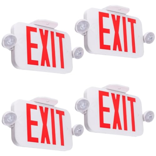LIT-PaTH Exit Sign with Emergency Light, Battery Backup, 4 Pack - size: 4-Pack