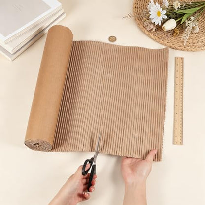 OLYCRAFT Corrugated Cardboard Rolls 16x79 Inch Singleface Corrugated Paper Roll Shipping Protection Roll Large Corrugateds Wrap Paper Sheet Packaging Wrap Cardboard for Moving Protecting Fragile Items - size: 16x79 Inch