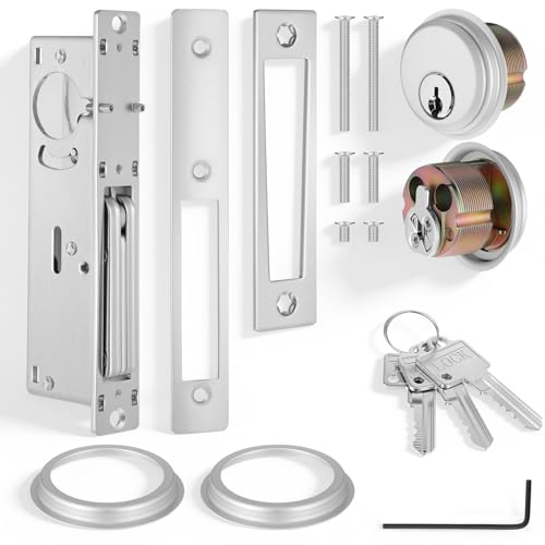 Storefront Door Mortise Lock Deadbolt Aluminum Commercial Mortise Locks with Lock Cylinder Double Cylinder Deadbolt Storefront Entry Door Locks Set (1-1/8" Backset)