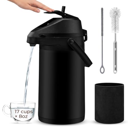 4L/135 oz Airpot Coffee Dispenser with Pump, Stainless Steel Thermal Carafe