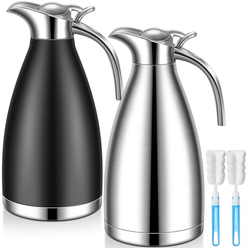 Uiifan 2 Pcs 68oz Thermal Coffee Carafe for Keeping Hot/Cold - color: Black, Silver
