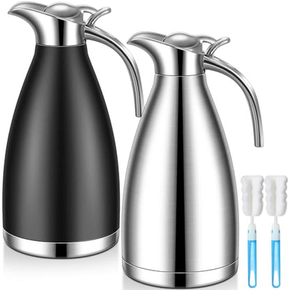 Uiifan 2 Pcs 68oz Thermal Coffee Carafe for Keeping Hot/Cold - color: Black, Silver