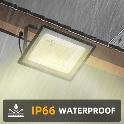 150W Warm White Outdoor LED Flood Lights, 3000K 18000LM IP66 Waterproof, Garden Garage, Court, Shop Exterior Security Floodlights 2 Pack - size: 150w_2pack