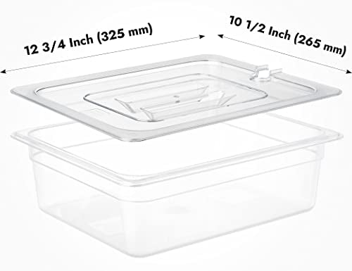 CURTA 6 Pack NSF Notched Food Pan Cover, 1/2 Size Clear Polycarbonate Lid with Handle for Commercial Food Pan, Dishwasher & Freezer Safe Plastic Clear - color: 1/2 Size, size: Handled & Notched Lids