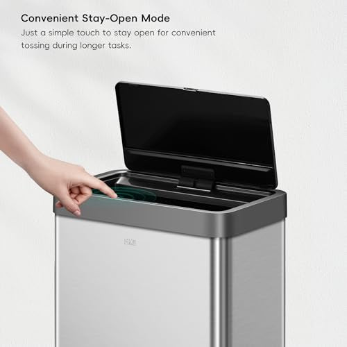 EKO Mirage X 80 Liter / 21.1 Gallons Motion Sensor Trash Can or Recycling Bin, Automatic Large Kitchen Trash Can Touchless, Stainless Steel - size: Mirage X 80 liter - Stainless Steel