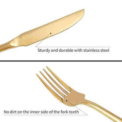 Gold Silverware Set with Hexagon Handle 20 Pieces Service for 4 - color: Gold, size: 20 Pcs
