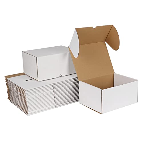ZBEIVAN 8x6x4 White Shipping Boxes Set of 25, Corrugated Cardboard Mailer Boxes for Packaging Small Business Mailing Gifts - color: 25 Pack White, size: 8x6x4