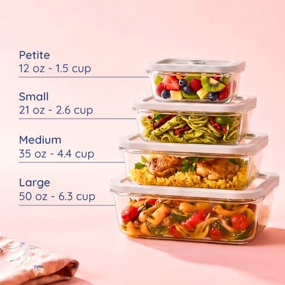 Ziruma Non-Toxic Glass Food Containers with Lids, 4-Pack, Multi-Size, Gray - color: Gray, size: Multi Size