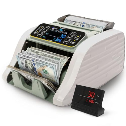 KOLIBRI Money Counter Machine I LCD Display I Business Grade I Advanced IR/UV/MG/MT/DD/HLF Detection I Mixed Denomination I Multi-Currency I Back Loading I 3-Years Warranty I KBR-500 - color: White/Gray (Kbr-500)