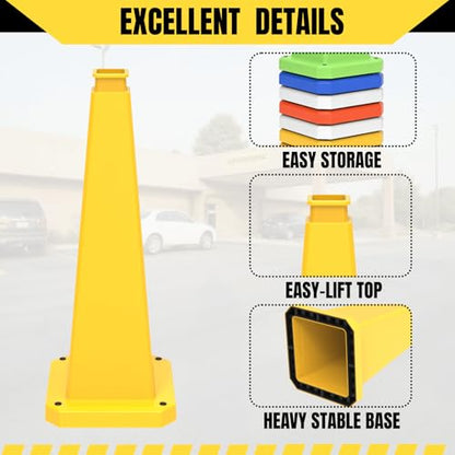 28 inch Yellow Safety Caution Cones Blank, Safety Road Cones Unprinted with Heavy Rubber Weighted Base for DIY Custom Messaging Hazard Warning (6 Pack) - color: BLANK/YELLOW, size: 28 inch