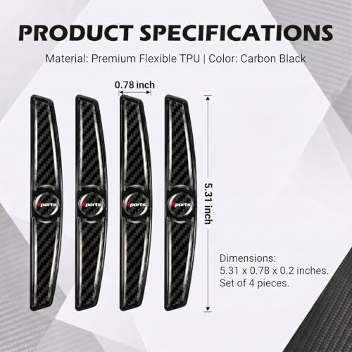 4 PCS Carbon Fiber Texture Car Door Protector Edge Guards, Anti-Scratch Sports Style Thicker Door Guard for Cars Provides, Universal Self-Adhesive Doors Protectors for Vehicles (Black#Sports) - color: Black#Sports