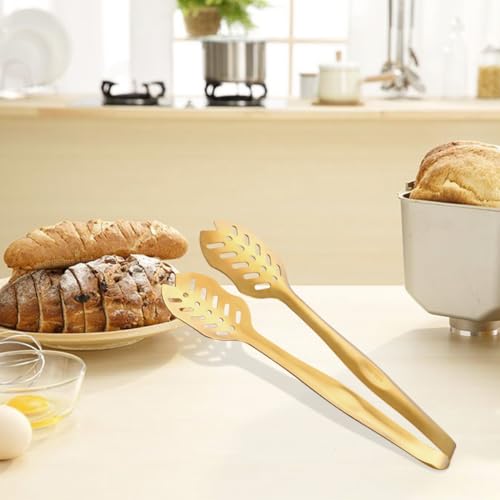 Salad Spoon and Fork Stainless Steel Tong Serving Set, Heavy Duty Smooth Finish Metal Serving Utensils Large Salad Servers for Home Kitchen Party Buffet Supply (Gold) - color: Gold