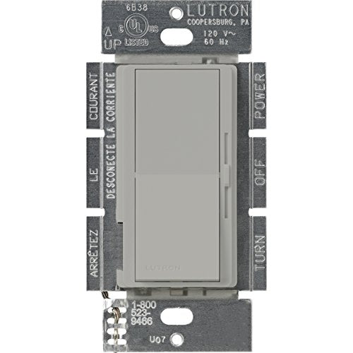 Lutron Diva Dimmer Switch for Incandescent Bulbs, 1000-Watt/Single-Pole Preset, DV-10P-GR, Gray - color: Gray