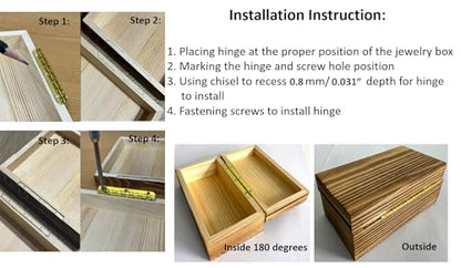 QCAA Solid Brass Wooden Jewery Box Hinge, Cabinet Closet Hinge, 3.86" x 0.5", Matte Black, 4 Pack, Made in Taiwan - color: Matte Black, size: 98mm - 4 Pack