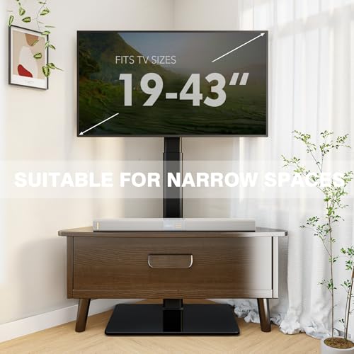 Universal TV Stand Monitor with Mount 100 Degree Swivel Height Adjustable and Tilt Function for 19 to 43 inch LCD, LED OLED TVs,Space Saving Standing Bedroom Living Room Corner,Black - size: 19"-43" SWIVEL FLOOR TV STAND (No SHELVES)