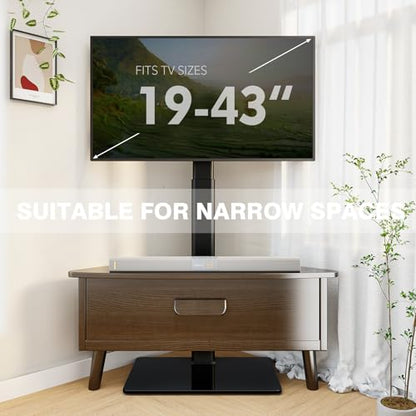 Universal TV Stand Monitor with Mount 100 Degree Swivel Height Adjustable and Tilt Function for 19 to 43 inch LCD, LED OLED TVs,Space Saving Standing Bedroom Living Room Corner,Black - size: 19"-43" SWIVEL FLOOR TV STAND (No SHELVES)