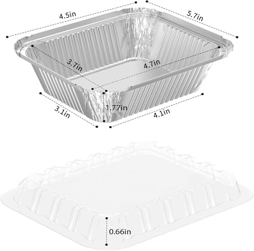 iHomeSet 200 Pack 1 lb Aluminum Foil Pan 16 oz with Clear Plastic Lids - size: 1 lb (Pack of 200), style: Tin Pans with Plastic Lids