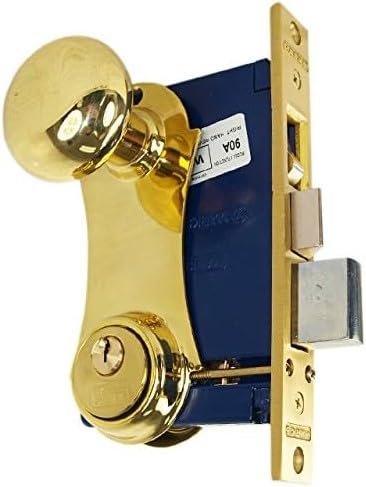 Marks 21AC RHR Double Cylinder Iron Gate Ornamental Knob Plate Mortise Lock Set with 2-1/2" Backset