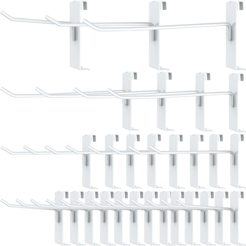 24 Pieces Gridwall Hooks 4/6/8 Inch Gridwall Panel Hooks Metal Gridwall Hanging Hooks Hangers White Commercial Grade Gridwall Pegs Gridwall Accessories for Garage Shop Retail Display (24, White) - color: White